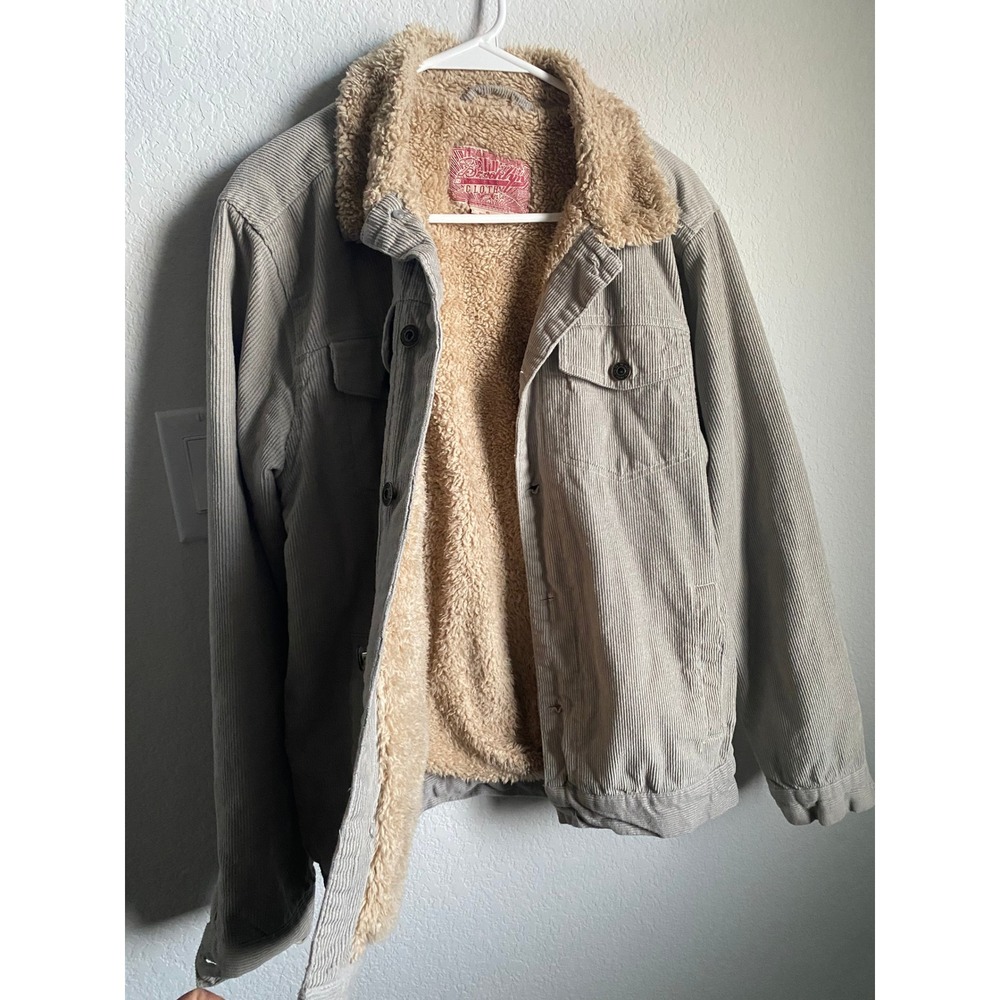 Brooklyn Cloth Mens Corduroy Sherpa Lined Trucker Jacket Size S Tan Boho Western